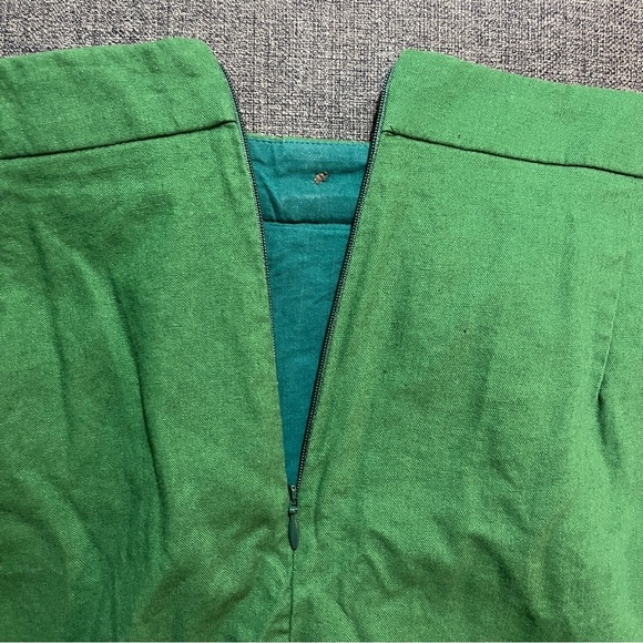 J. Crew Cotton Linen Blend Hunter Green Women’s Skirt Button Detail Size 10 - Picture 4 of 8